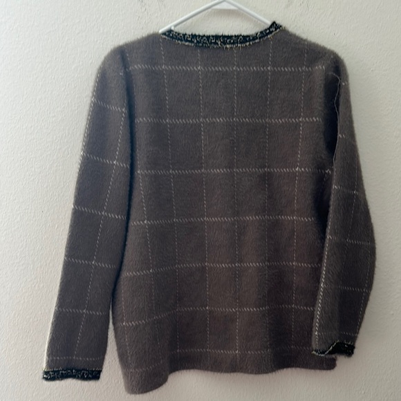 Gray elegant Trim Cardigan Sweater - Picture 5 of 6